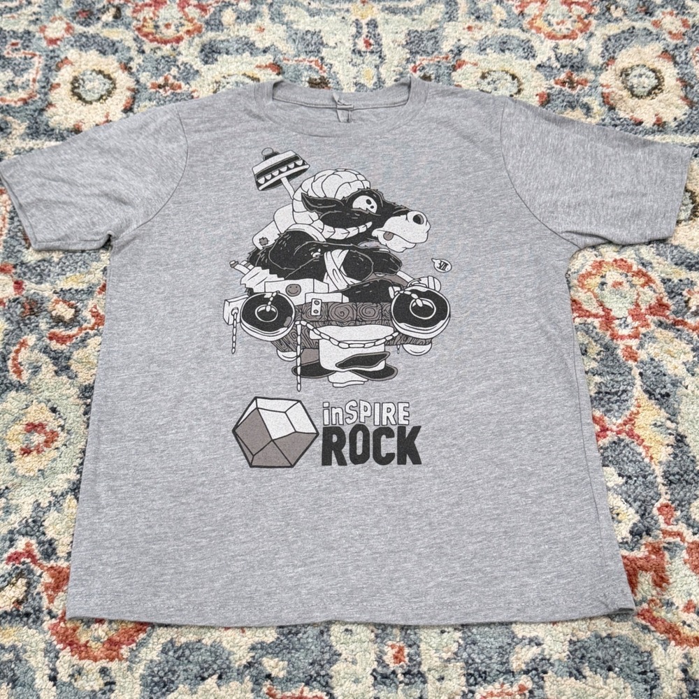 Next Level Inspire Rock T-Shirt Kids Medium Gray Graphic Climbing EUC
